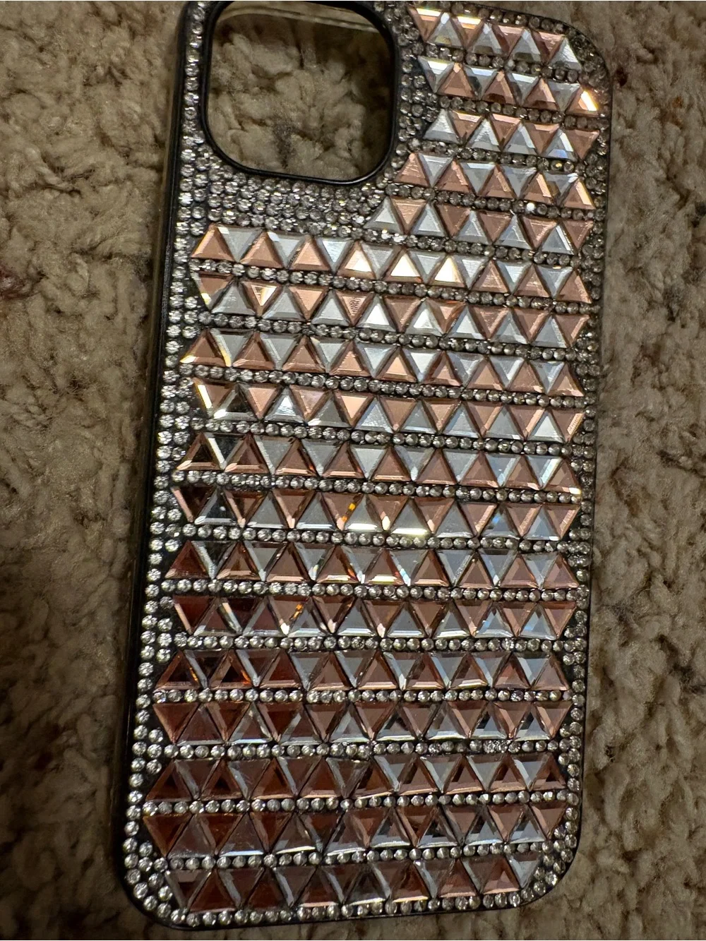 Rhinestone Studded Rose Gold & Silver iPhone 13 Case